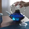 Canecas bule de vidro arremessador com filtro azul mangueira torcida borossilicato teacup de chá conjunto de gama de garrafa de água jarro de teaware