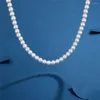 Łańcuchy Pearl Naszyjne mężczyźni proste ręcznie robione pasmo koralika 2024 modna biżuteria na kobiety Dziewczyny