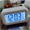 Desk & Table Clocks Plastic Mute Alarm Clock Led Smart Temperature Cute Posensitive Bedside Digital Sn Nightlight Calendar Drop Delive Dhhk4