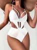 Swimwear pour femmes Cikini-One Piece Swimsuit For Women Coupte Huissing Monochromatic Beach Bathing Fssction Summer