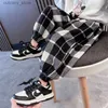 Trousers Girls Pants Long Trousers Cotton 2024 Plaid Spring Autumn Teenagers Babys Kids Pants OutdoorTeenagers Childrens Clothing L46