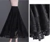 Skirts Korean Black Lace Ruffles Tulle Skirt Women'S Autumn Winter A-Line Long Office Ladies Big Swing Hollow Pleated