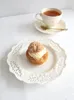 Plates French Hollow Out Relief Afternoon Tea Tableware Dessert Fruit Plate Household Western Ceramic White Snack