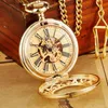 Pocket Watches Anitique Mechanical Pocket Men Hand Wind Steampunk Necklace Fob Chain Fullmetal Alchemist Pocket es Women L240402