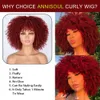 Kısa Saç Afro Kinky Kıvırcık Siyah Kadınlar İçin Cosplay Sarışın Sentetik Doğal Ombre Borwn S Afrika