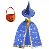 Decorazione per feste Halloween Cape Pentagram Stampa con cappello da mago Comodo a mano comodo Accessorio traspirante per bambini e adulti