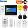 Kitler kablosuz tuya wifi uygulama sim gsm ev rfid hırsız güvenlik lcd touch klavye wifi gsm alarm sistem sensör kiti çeşitli diller