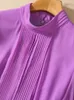 Lässige Kleider aeleseen Frauen lang lila Kleider Landebahn Mode Rollkragenpullover Laternenhülle Faltener Samt Kontrast Patchwork Elegant High hoch