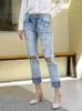 Frauen Jeans Frauen Loch zerrissen Femme Frühlings Sommer Denim Hosen lässig Straight Streetwear Stretch gewaschene bemalte Hosen