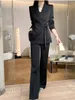 Pantalon à deux pièces pour femmes Fashion Slim Fit Balzer et pour les femmes de combinaison de costumes veste à lacet-up noir blanc décontracté de combinaison