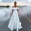 Vestidos de novia sjöjungfru bröllopsklänning från axeln Simple Robe de Mariage Löstagbart tåg Satin Trouwjuk Bride Dresses240325