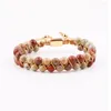 Strand Fashion 4mm 6mm 8mm Natural Stone Handmade Jewelry Shoushan Jasper Braided Macrame Bracelet Women Gift