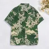 Casual shirts voor heren Summer Shirt Turn Down kraag bloemenbladeren Patroon mannelijke korte mouw ademende Hawaiiaanse streetwear