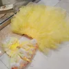 Luxury Highend Party Pet Dog Clothes Fine Crystal Bow Handmased Yellow Spets Long Tail Princess Dress For Small Medium Coats 240402