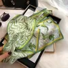 Scarves Women Light Green Long Silk Scarf Hairband Spring Fall Fashion Floral Pattern Brand Pure Ribbons Floulard