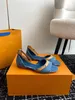 Scarpe designer Fashion Women Denim Revival Mule Heels Sandalo Luxuria in pelle Respissione Mulfola piasche di mulo dimensione 35-41