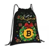 Backpack Outdoor Tragbare Weihnachtsblockchain Crypto Grafik Vintage Draw String Bags Fitnessbeutel