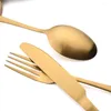 Dinware sets 16 stks roestvrijstalen gouden set mes vork lepel theelepel flatware matte vaatwasser veilig keuken servies