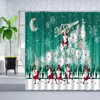 Shower Curtains Christmas Curtain Cute Santa Claus Snow Scenery Wooden House Tree Elk Holiday Decoration Bathroom Polyester Sets