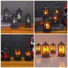 Titulares de vela 2 PCs Lâmpada de vento Halloween pendurado lustre -lustre de chama Light Ornament Plastic Festival Acessório LED LANTERNS