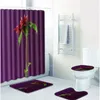 Bath Mats 4Pcs A Bouquet Rose Banyo Bathroom Set Anti-slip Tapete Banheiro Washable Toilette Rugs Alfombra Bano