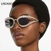 선글라스 고급 크리스탈 크리스탈 반짝이는 여성 패션 합금 작은 라운드 라인 스톤 섹시한 태양 안경 독특한 중공 파티 그늘 UV400
