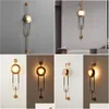 Wall Lamps Modern Golden Hardware Simple Living Room Led Lighting Lamp Marble Bedroom Decoration Drop Delivery Dhflq