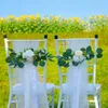 Decorative Flowers Yan Boho Chair For Wedding Ceremony Artificial Rose Eucalyptus With Ribbon Wed Flower Party Outdoor Aisle Bench Decor