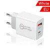 18W PD Charger Dual USB Quick Charger USB QC3.0 Тип C Wall Charger US/EU/UK Plug Adapter для iPhone 15 Samsung Mobile Phone