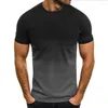 남성용 T 셔츠 유럽 및 미국 여름 캐주얼 스포츠 티셔츠 패션 그라디언트 라운드 목 짧은 슬리브 셔츠