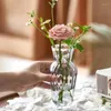 Vazo Paketi 3 Cam Vazo Şeffaf Yeşil Bud Çiçekler için Küçük Sevimli Centerpieces Mini Vintage Düğün Süslemeleri