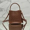 10A new hollow out bag designer leather bucket bag luxury panier handbag weave shop tote travel weekend bag women tote summer pochette crossbody clutch shoulder bags