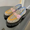 Дизайнерские платьев для обуви Sole Loafer Luxury Women Platform Обувь черная красная холст резиновые дамы высококачественные подлинные кожа