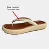 Tofflor jozhamta storlek 33-40 kvinnor sandaler sommar mode låga klackar skor kvinna äkta läder flip flops klipp tå strand glider