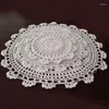 Table Mats Natural Tablecloth Handmade Crochet Lace Cotton Placemat Cloth Doily Cover Pad Heat Resistant Anti-Skidding Decor