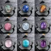 Cluster anneaux naturels 8 10 mm Moonstonetiger's Eye Stone Ring Jewelry For Women Gift 925 Fleur en argent sterling en forme