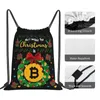 Backpack Outdoor Tragbare Weihnachtsblockchain Crypto Grafik Vintage Draw String Bags Fitnessbeutel