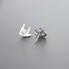 Boucles d'oreilles 1 Palme Palme Ministance minimaliste I Love You Sign Sign Studs en acier inoxydable Bijoux de mode d'oreille pour les filles