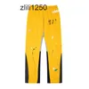 Designer Men wide leg Pants mens letter printing fashion style long pants Casual mens rainbow palms jogger Stripes Drawstring Yellow L6