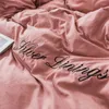 Ensemble de literie Lotus Pink Princess Style lavé Coton Four Set Ins Ins Summer Sheets Couper à trois pièces Girls '4