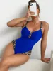 Swimwear Women 2024 Léopard Swimsuit One Piece Slim Femmes Sexy Bathing Pactchwork Suite de baignade féminine Femme Plus taille Monokini