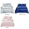 Ensembles de literie 4 PCS Set Mulberry Silk 30 mm Samers sans couture bleu bleu foncé Thé rose gris rose Couvrette de couette