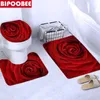 Duschgardiner 180x180 cm röd rostryck gardin för badrum valentins dag dekor vackra blommor blommiga badmattor mattor toalettskydd