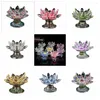 Candle Holders Tall Feet Quartz Crystal Lotus Multicolor Flower Candlestick Holder Purity Figurines Home Decor