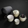 Mokken Ceramic Teapot Kettle Gaiwan theekopjes één pot en twee kopjes draagbare reistheetsets met tas