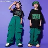 Pantalones chicas hip hop polo camisa pantalones sueltos camiseta estampada de niños baile de la calle cago pantalones cortos de ropa para niños juegos de ropa de jazz para niños l46