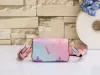 Feliciies 2pcs seta designerskiego łańcucha torby kobiety mini torba na ramię wschód słońca pastel gradientowy kolor torebki crossbody TOTES CARD Monety Portfel