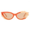 Sunglasses YOOSKE Trendy Cat Eye For Women Designer Irregular Sun Glasses Ladies Retro Crystal Multi Color Eyewear