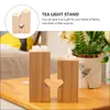 Candle Holders 2 Pcs Heart Shaped Holder Candlestick Tea Light Home Decoration Wedding Pine Wood Retro