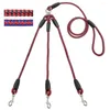 Dog Collars Pet 3 Way Nylon Woven Coupler Traction Leash Small Dogs Walking Leader Haulage Rope